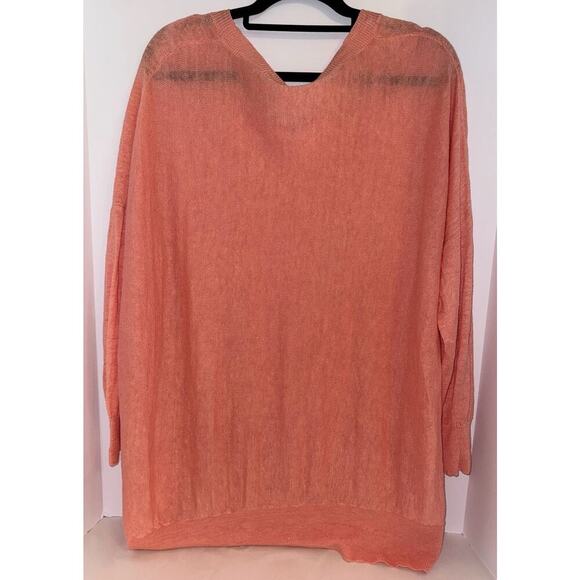 EILEEN FISHER Linen Blend Lightweight Sweater Coral Size M Boat Neck Relaxed Fit - Picture 7 of 7